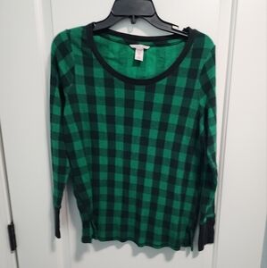 Victoria's secret Thermal Waffle green plaid top long sleeve sz M